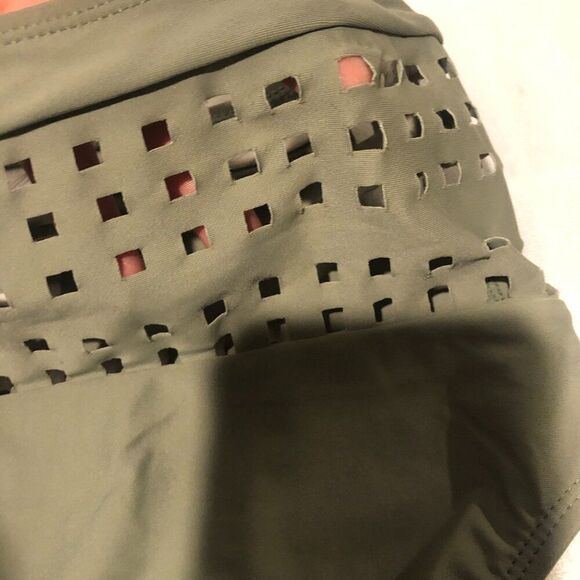 Marilyn Monroe Swimwear High-Waisted cut-out Bikini Bottom ( M) Olive Green NWT - Picture 4 of 5